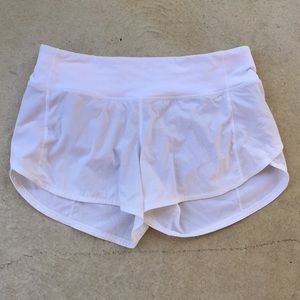 White Lululemon Speed Up Shorts (Long)